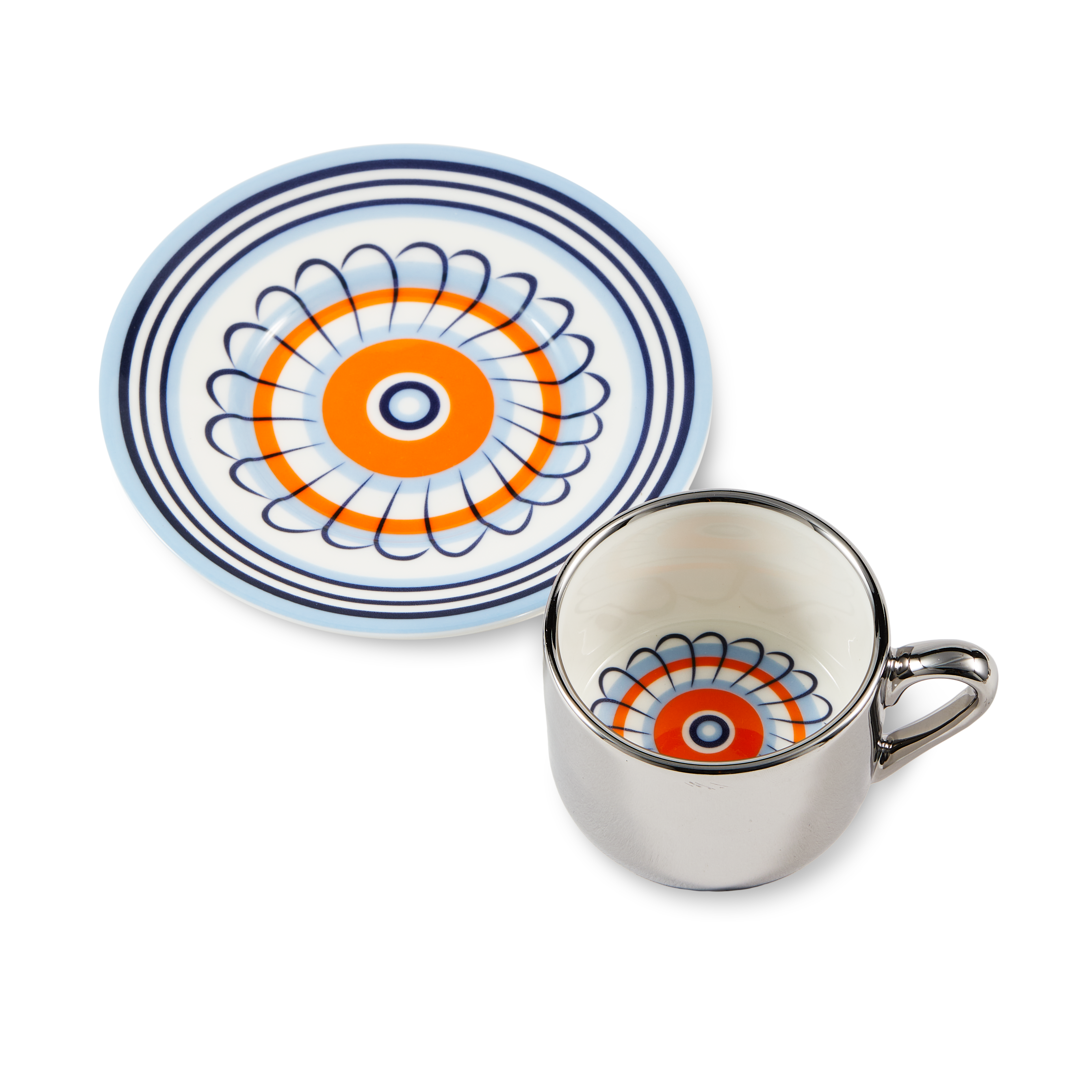 Espressotassen-Set FLORAL orange und blau