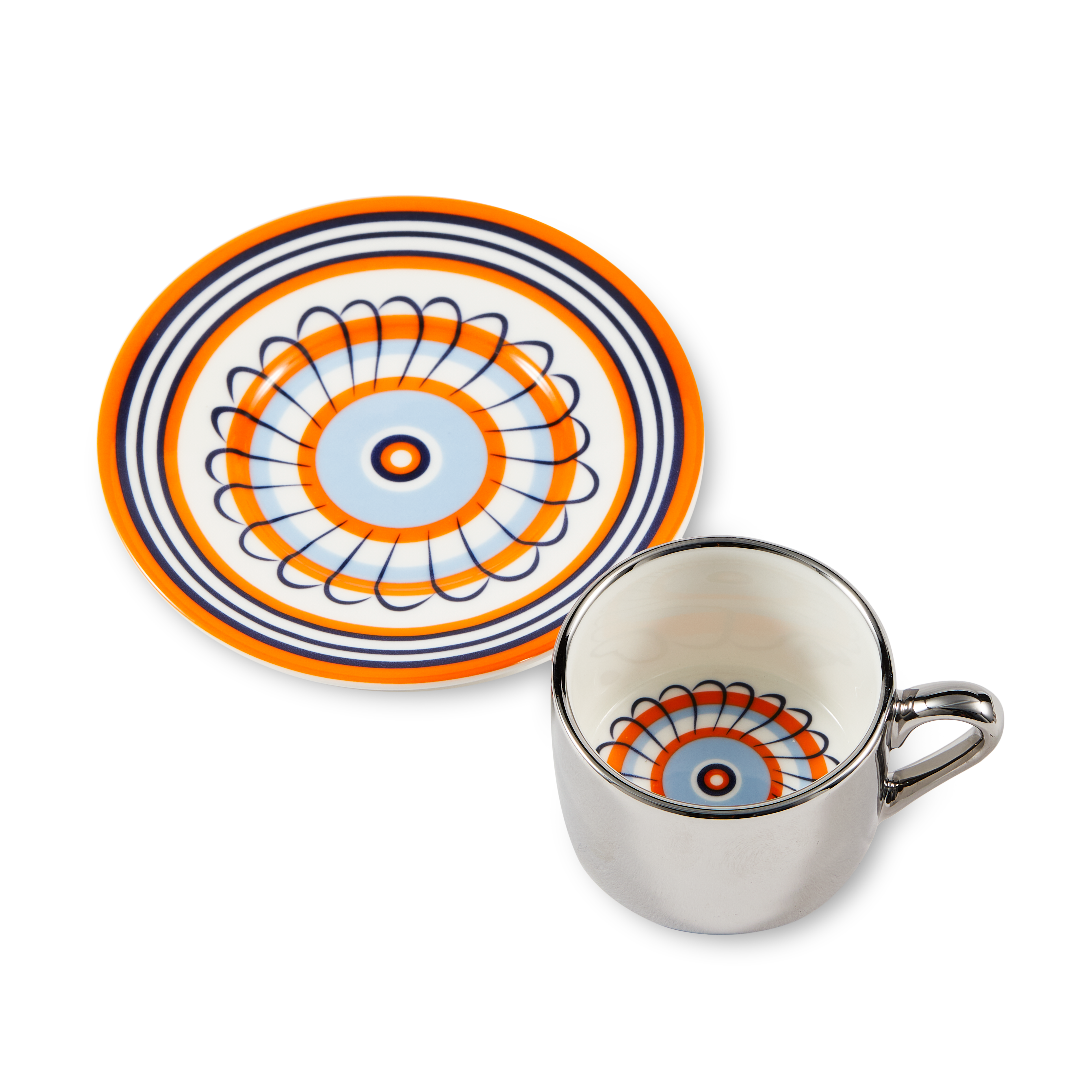 Espressotassen-Set FLORAL orange und blau