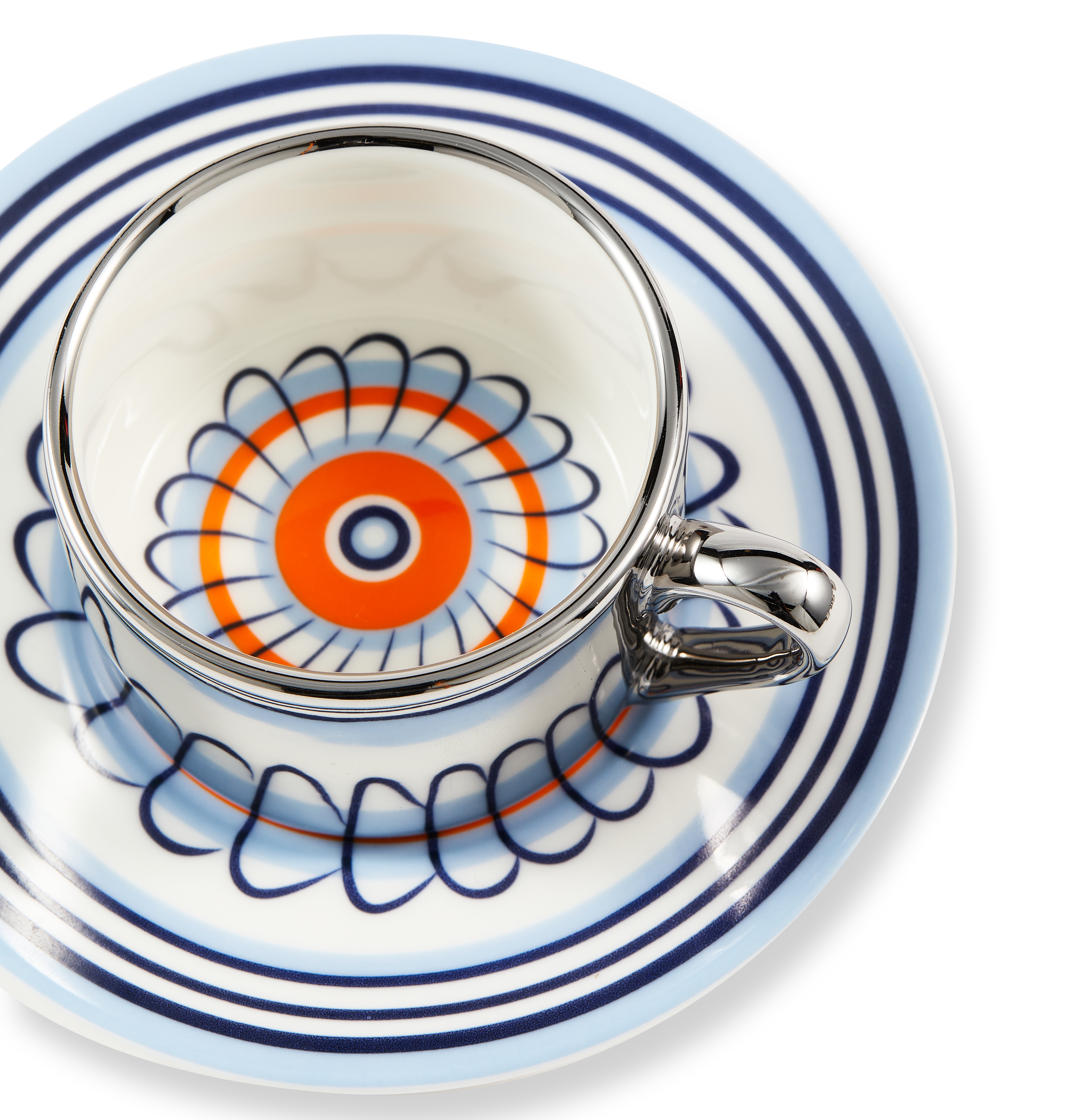 Espressotassen-Set FLORAL orange und blau