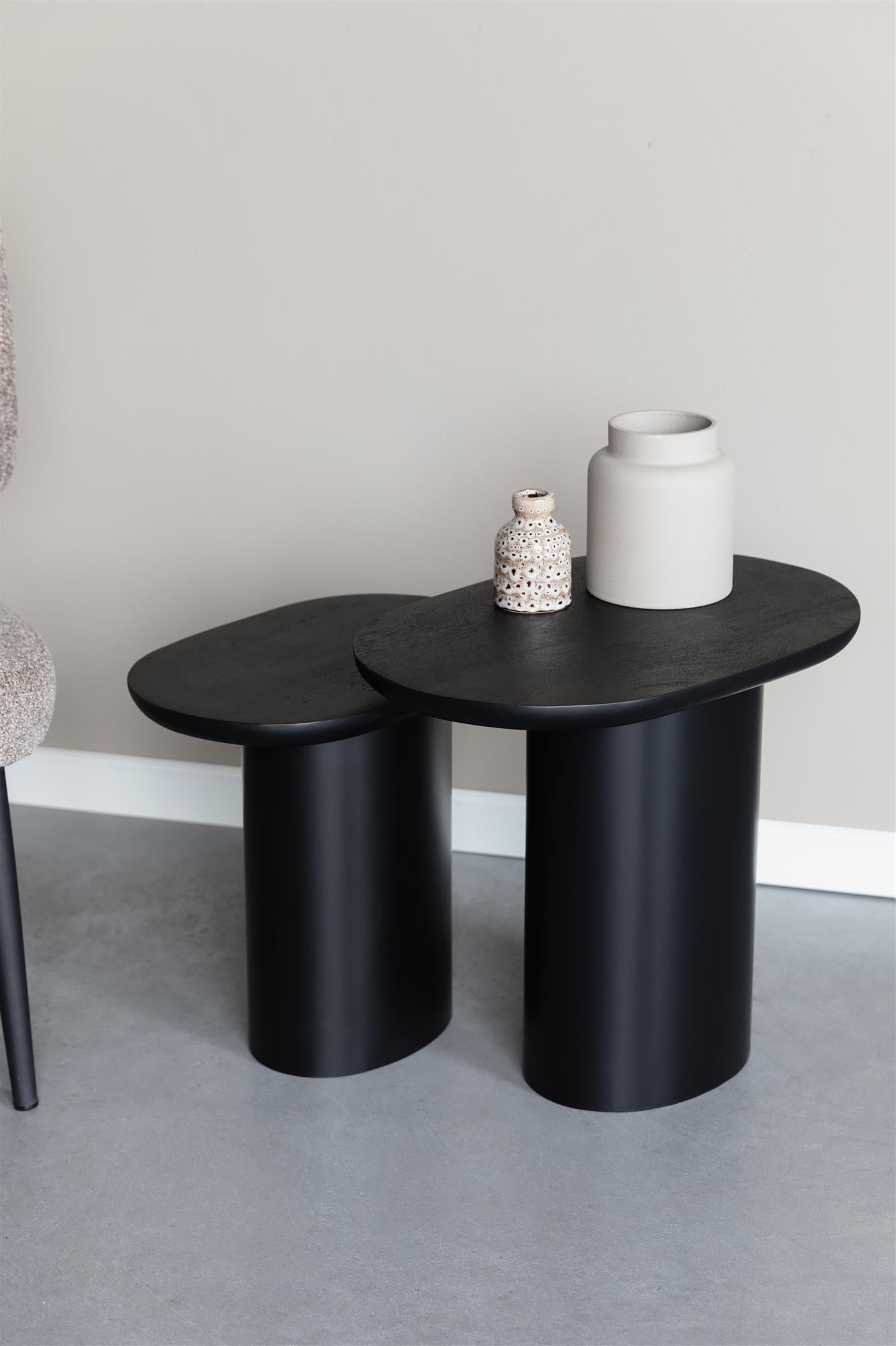 Set of side tables BELA black mango wood
