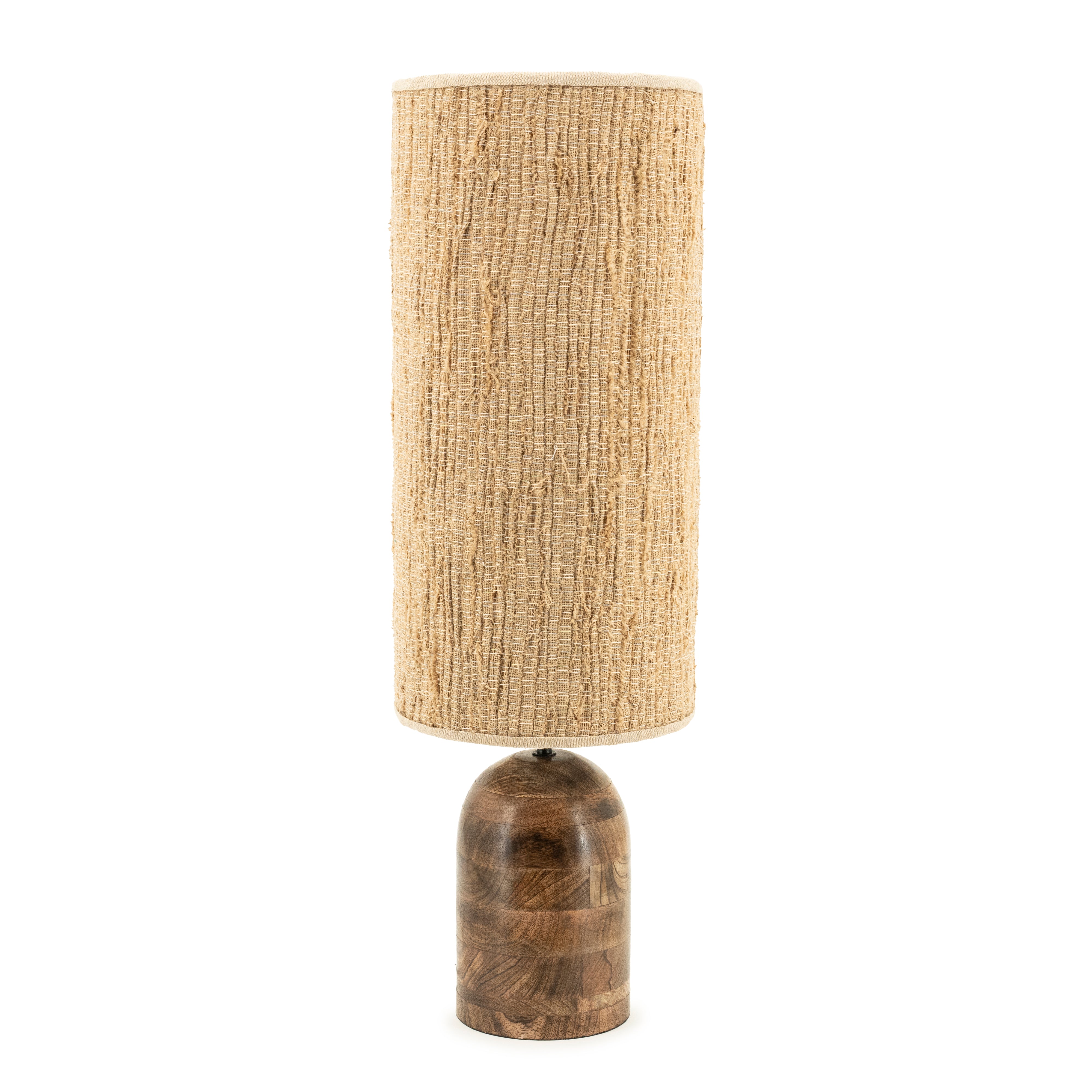 Tischlampe GADJA Jute mit Holzfuß