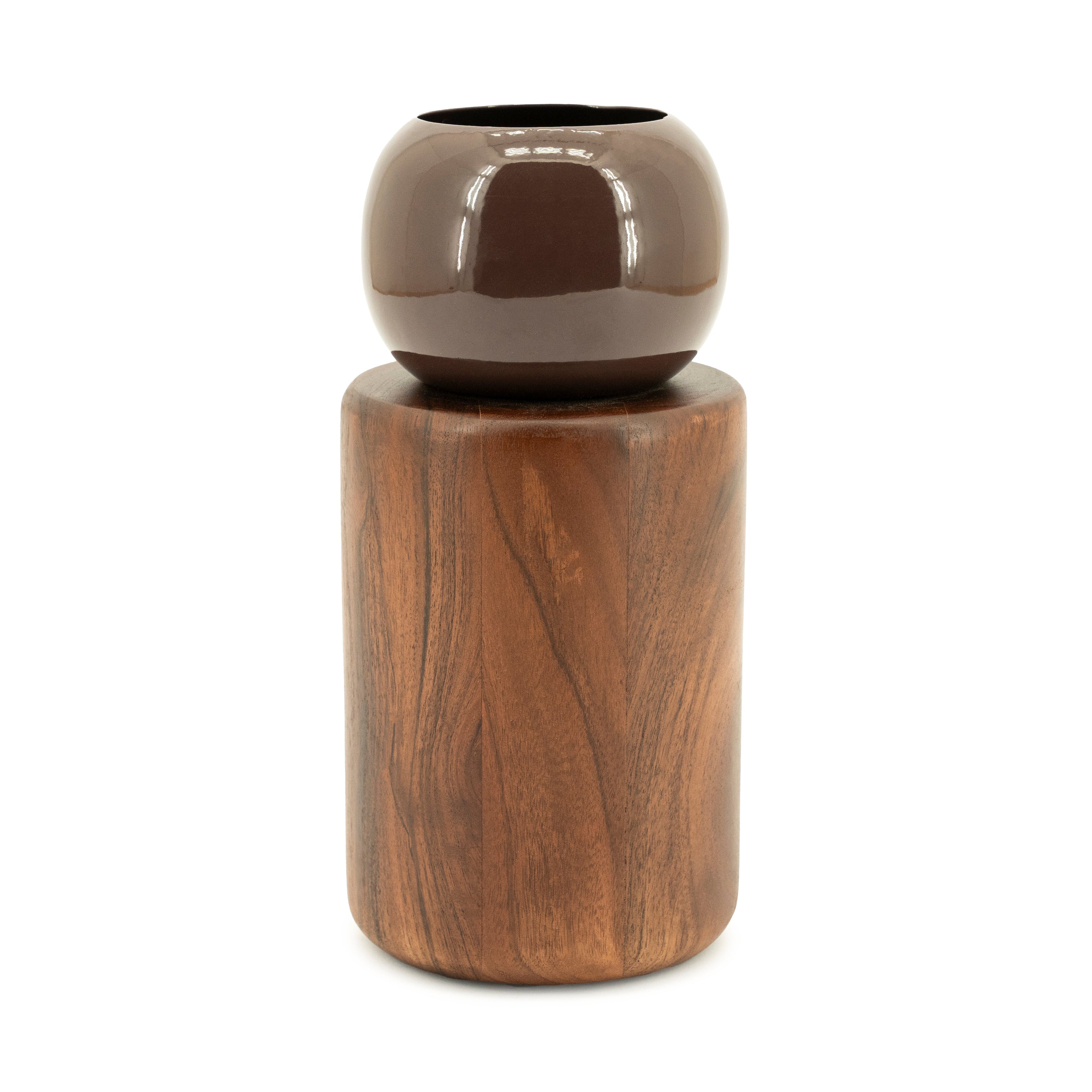 BELLOA vase dark acacia wood