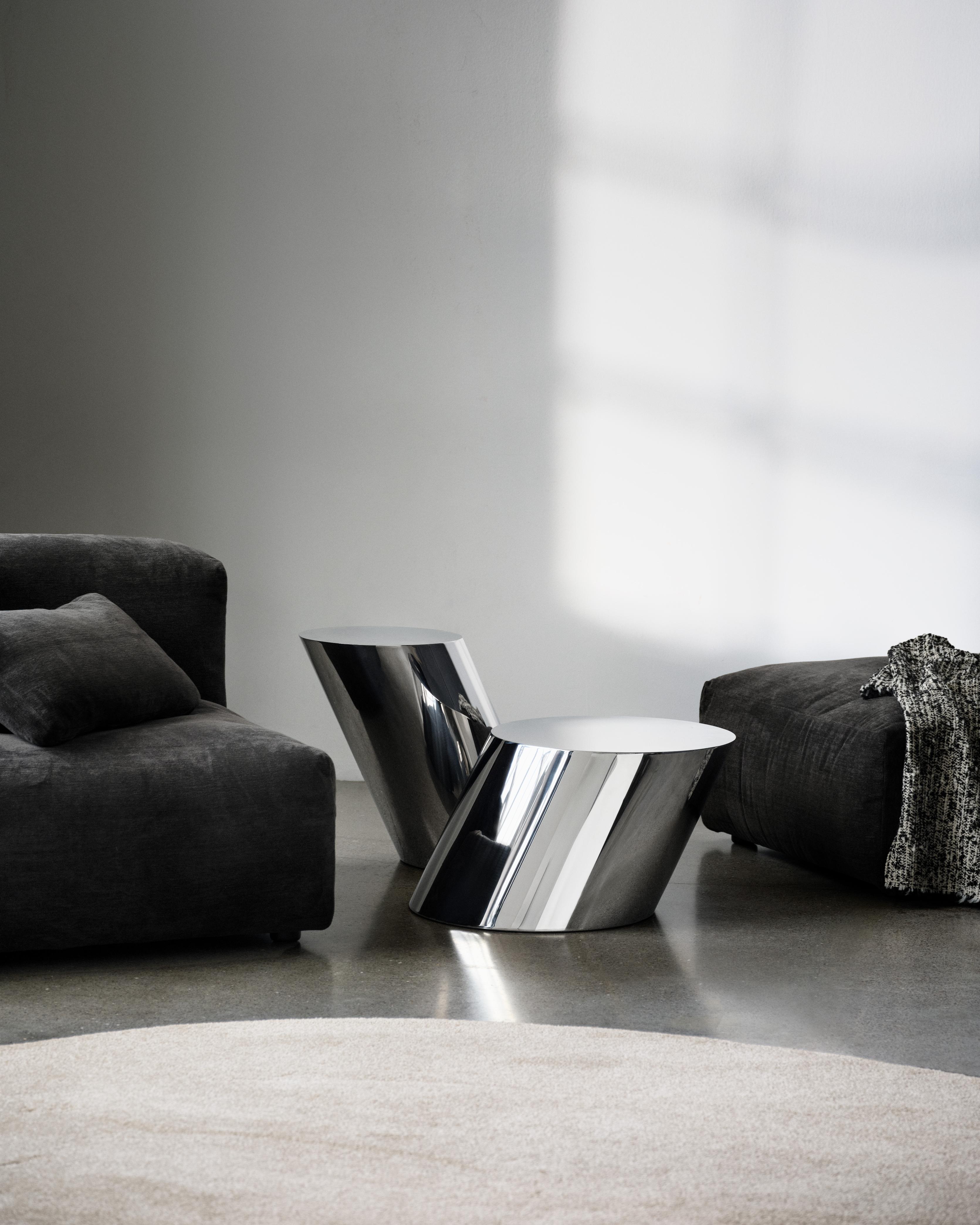 TILT Coffee Table in Polished Stainless Steel