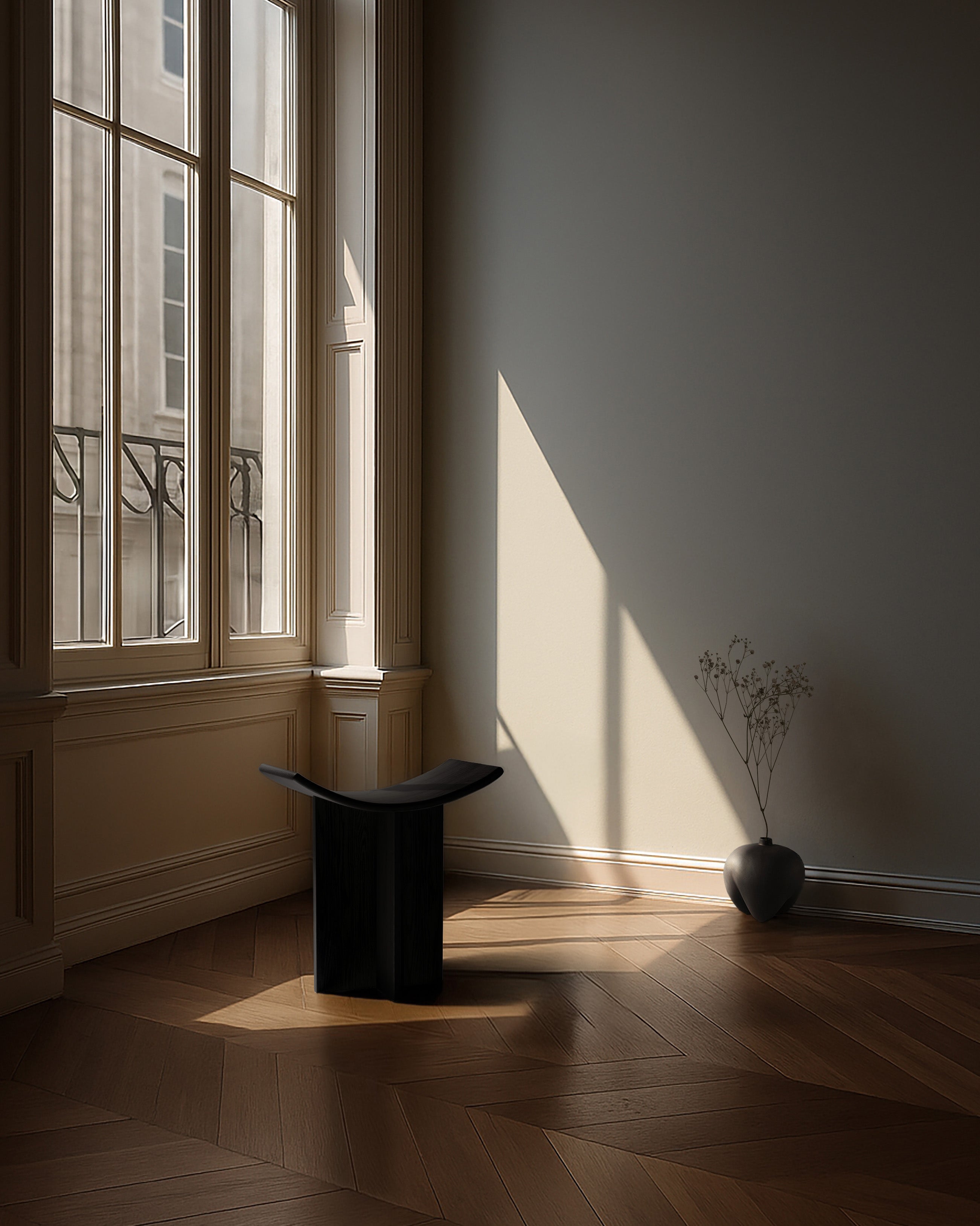 BRUTUS stool black oak