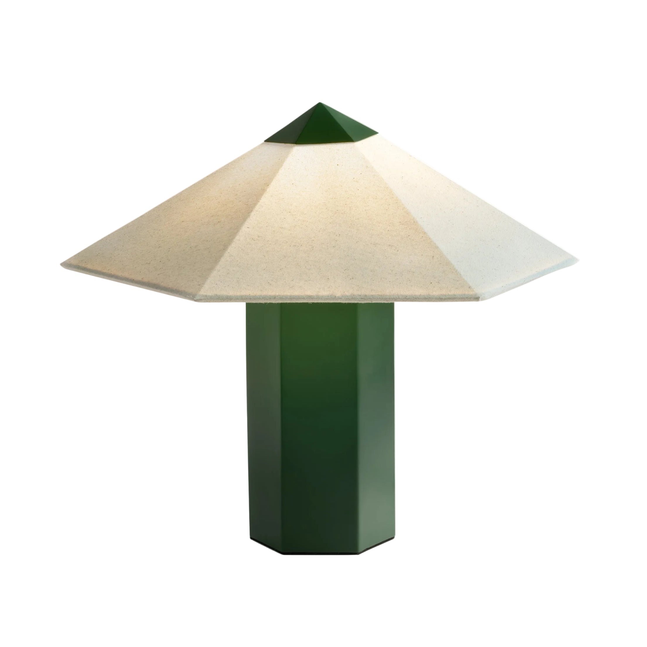 Tischlampe PHIRA grün mit Leinen-Schirm
