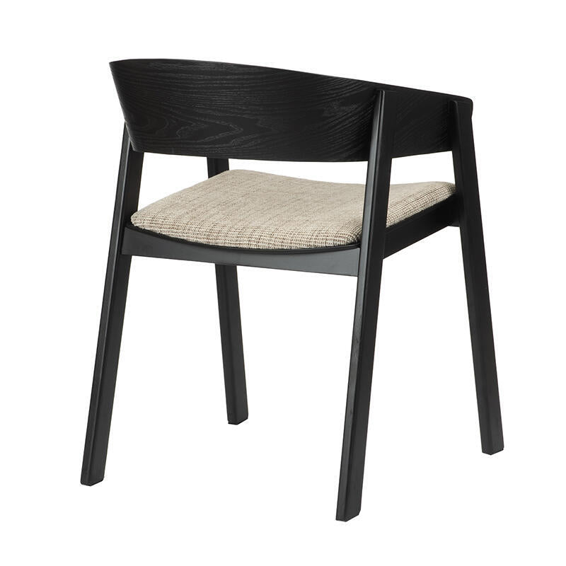 EDO Armchair in Beige with Black Wooden Base