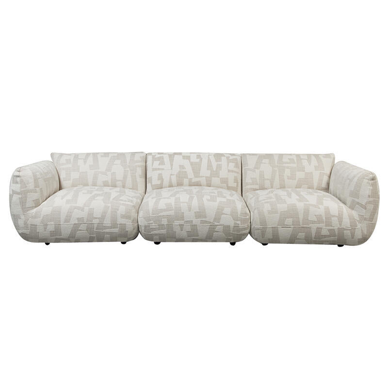 Sofa für 4 Personen AMSTERDAM in hellem Beige mit Muster