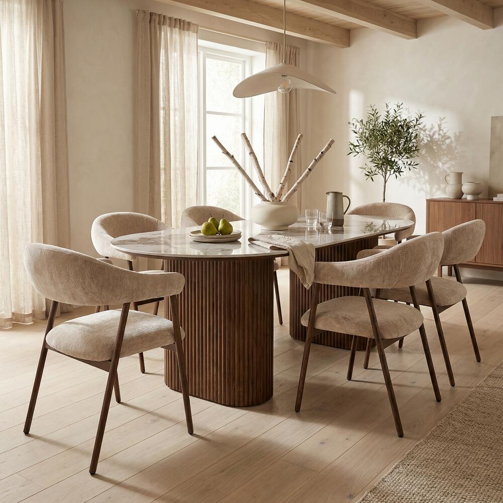 SCANDI Chair in Brown with Dark Wooden Base