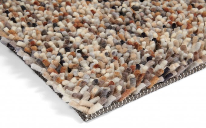 Teppich DOTS beige-grau mit langem Flor