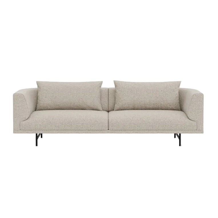 Sofa 3-Sitzer CHIMNEY hellgrau Boucle mit schwarzem Gestell