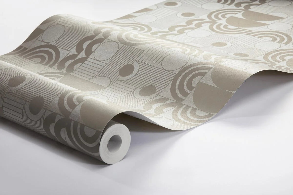 Non-woven paper wallpaper with a geometric pattern COSMOPOLITAN brown