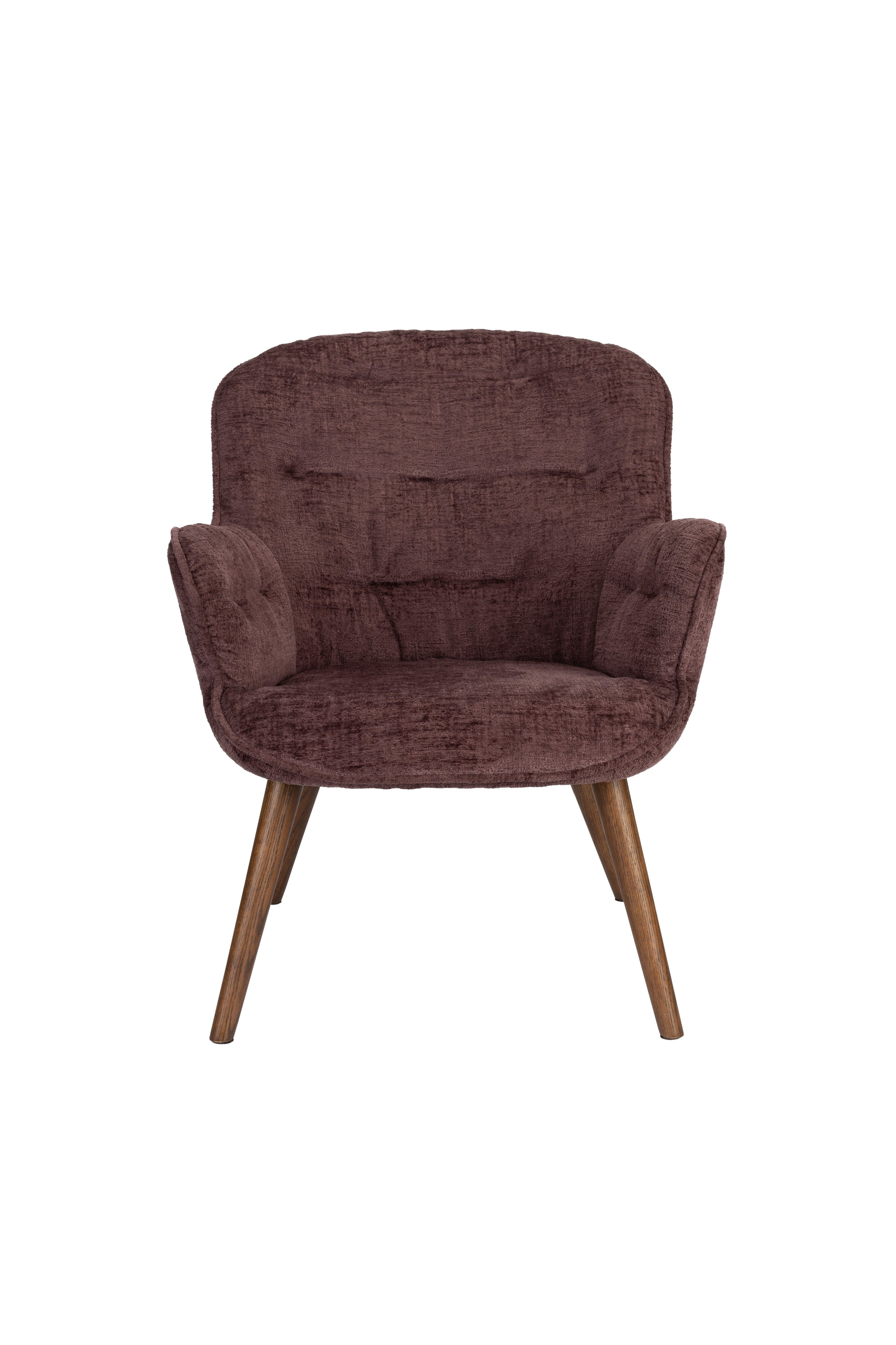 LENN Plum Velvet Armchair with Wooden Base