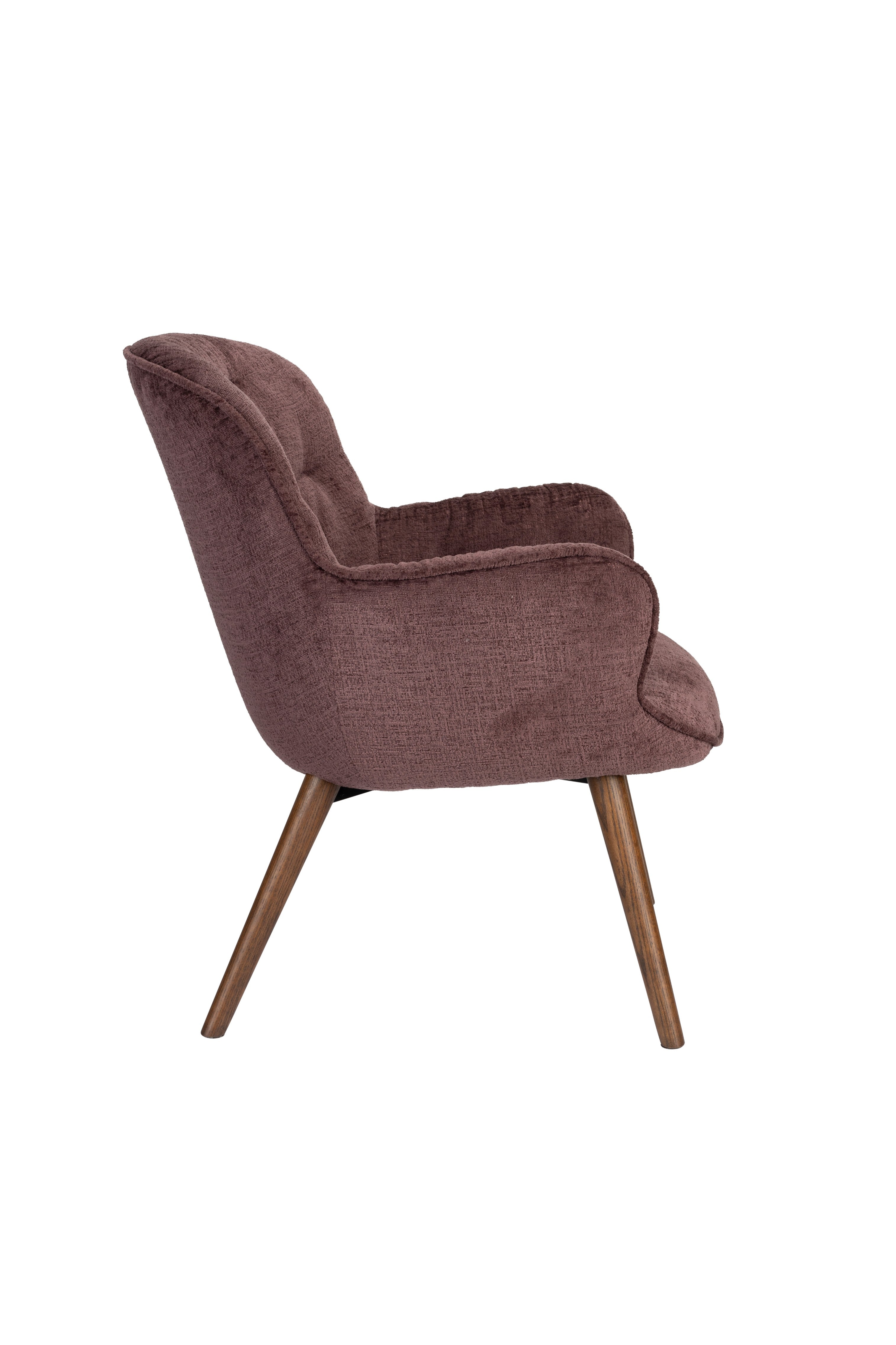 LENN Plum Velvet Armchair with Wooden Base