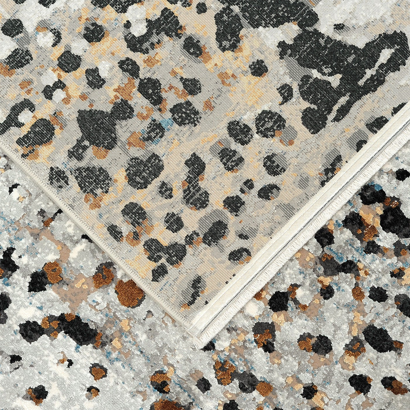 ROYAL Gray Polka Dot Rug with Black and Brown