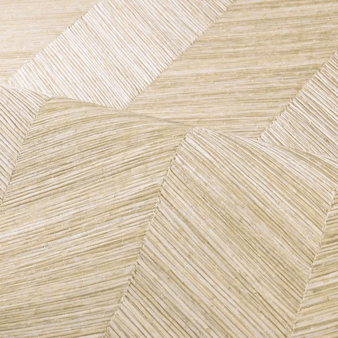 Geometrische Struktur-Tapete, die Holz mit Fischgrätmuster imitiert - OCOTEA - COQUILLE beige