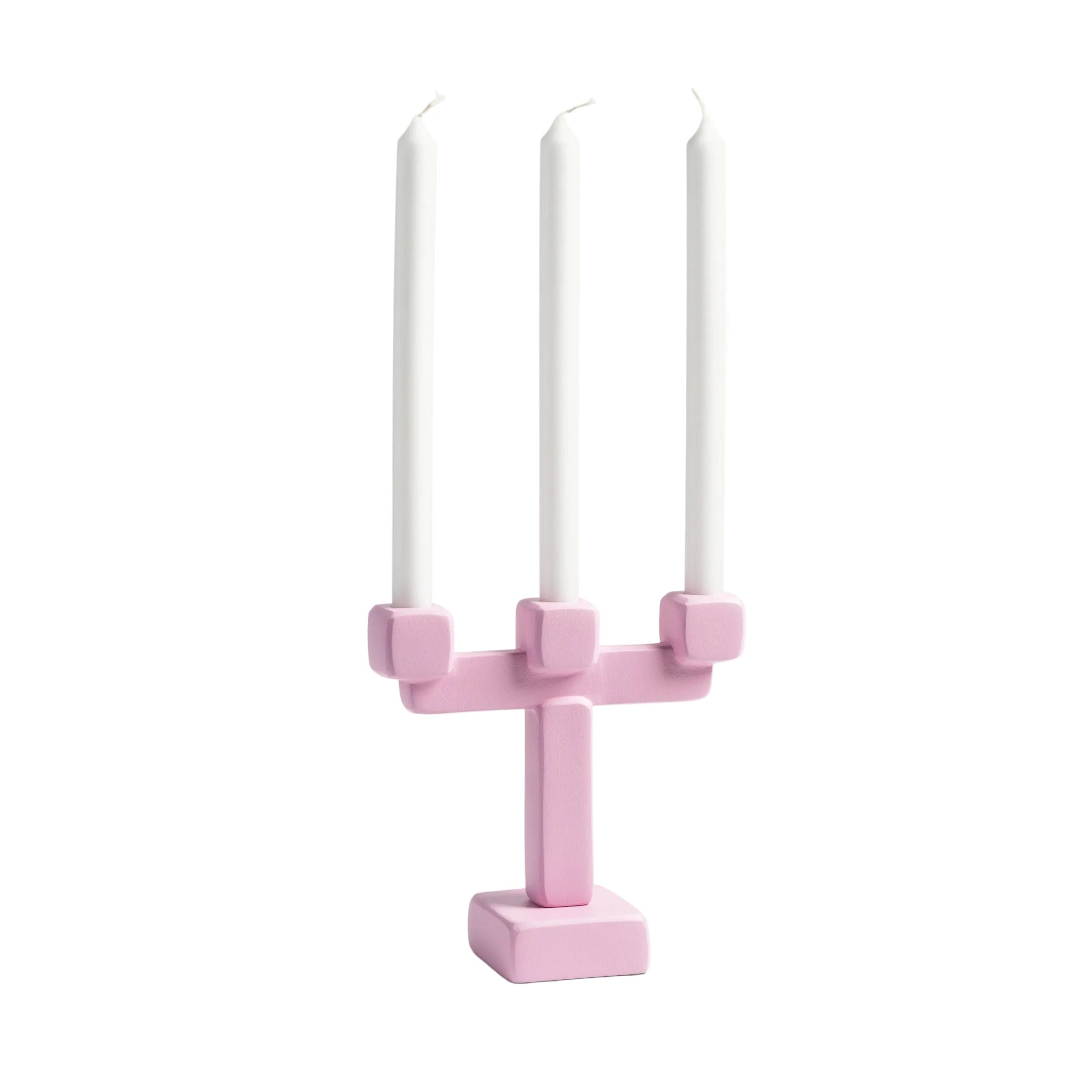 Dreiflügeliger Kerzenhalter CHUNK rosa