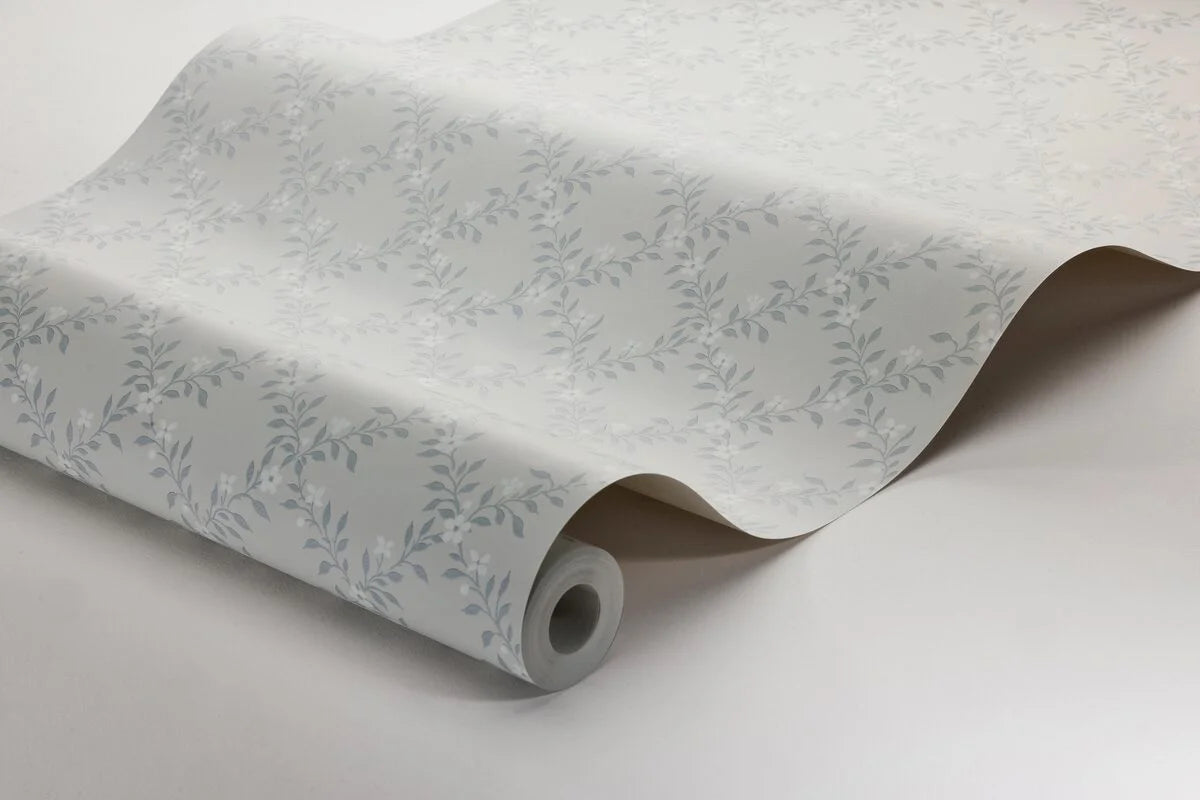 SOMMARSLÖJA Blue Floral Wallpaper with White