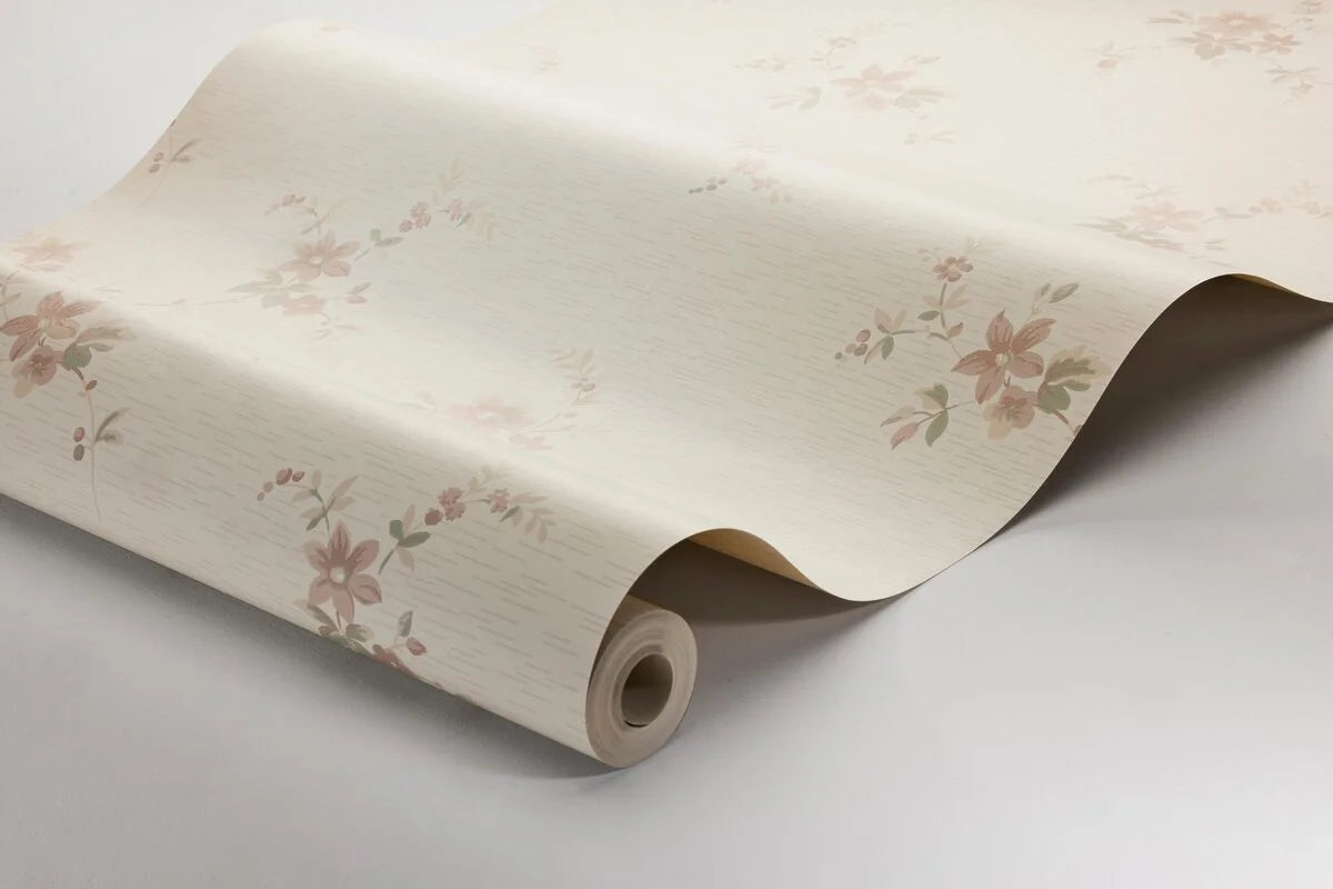 Tapete mit Pflanzenmotiv SAGA beige mit Rosa