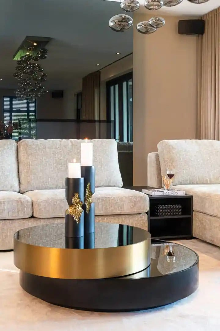 SLICE black coffee table with brass