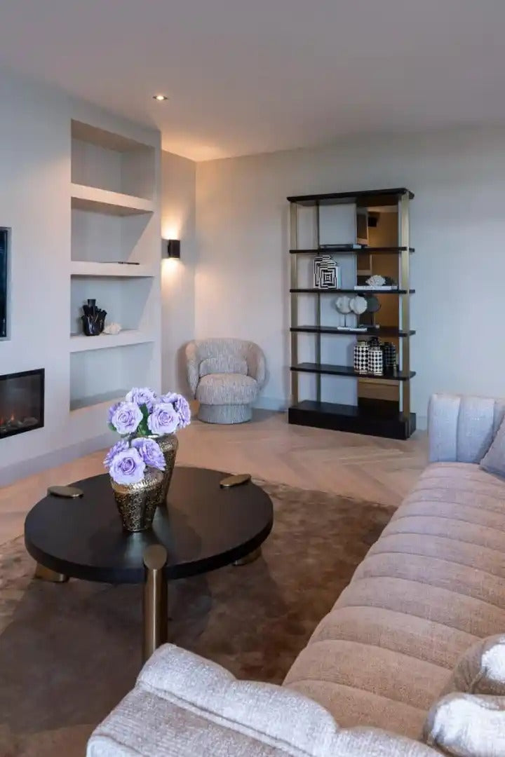 Couchtisch BRODY schwarz mit messingfarbenem Gestell