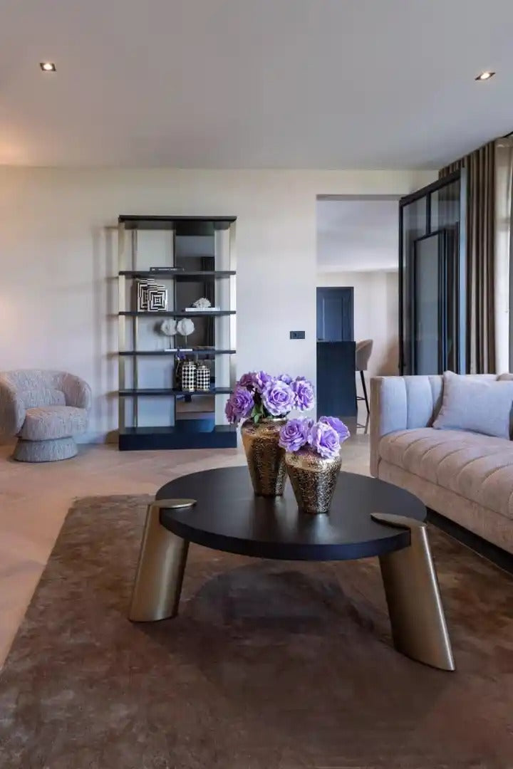 Couchtisch BRODY schwarz mit messingfarbenem Gestell