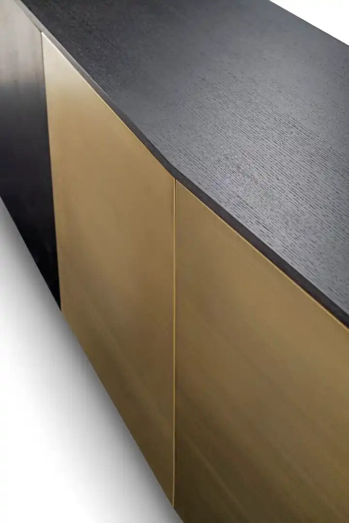 DAX black chest of drawers with brass finish