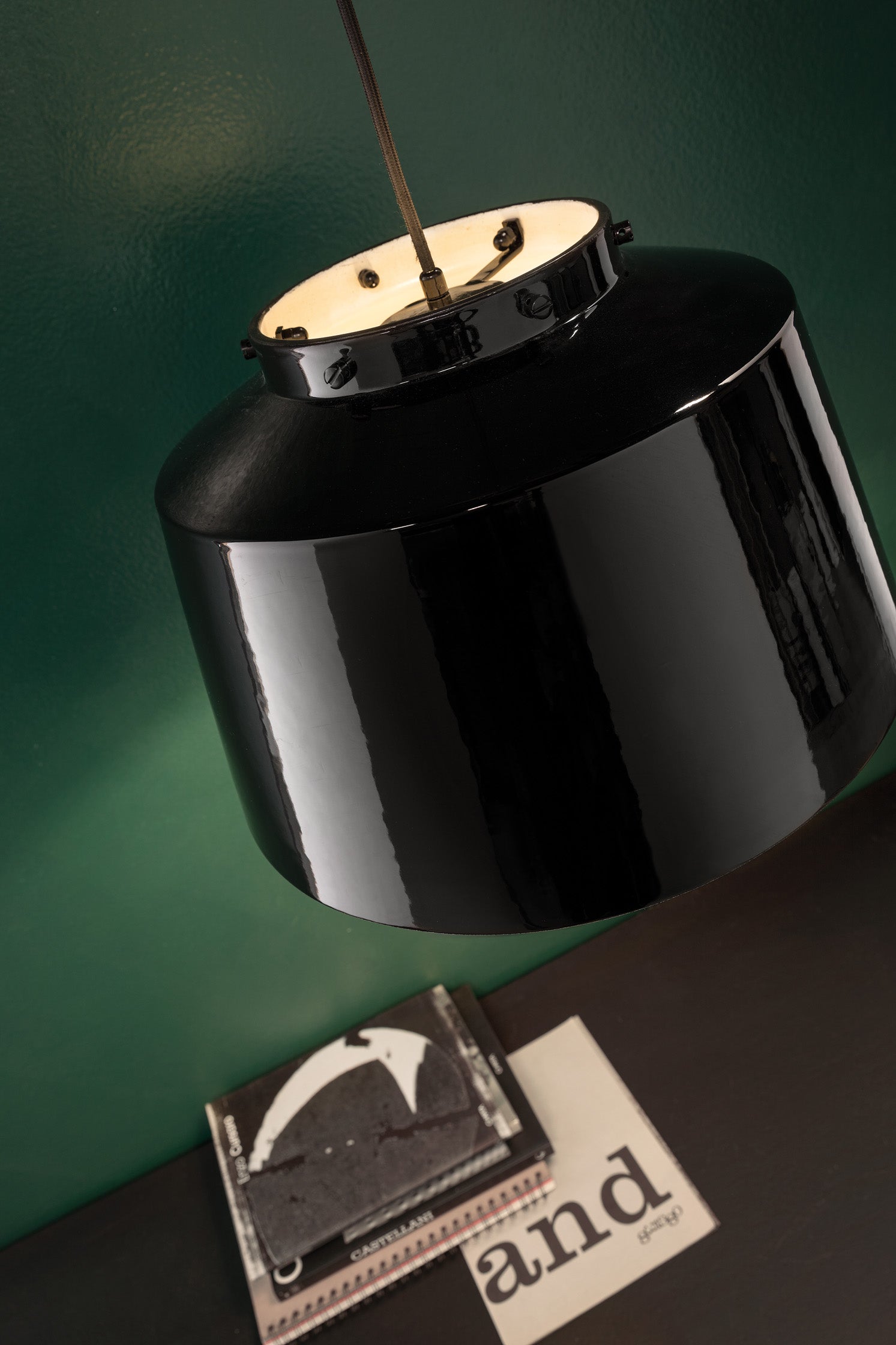 50's Black Ceramic Pendant Lamp