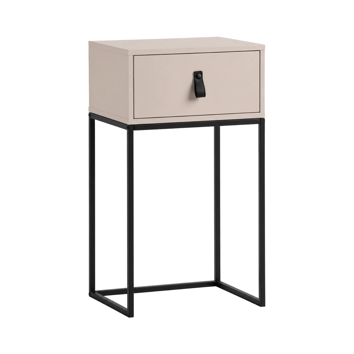 Nachttisch ZOLA beige mit schwarzem Gestell