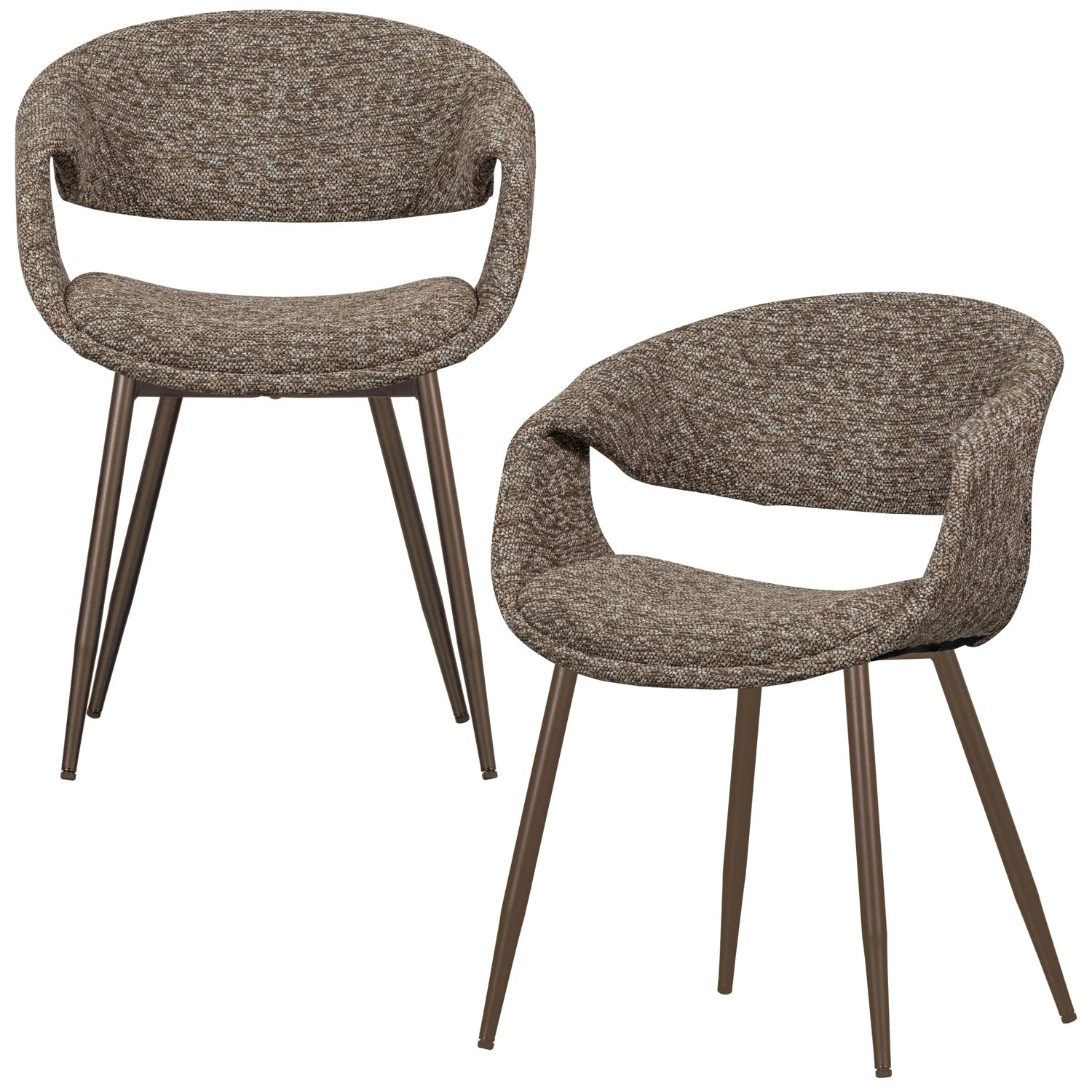 YOSSI Armchair brown with brown metal base