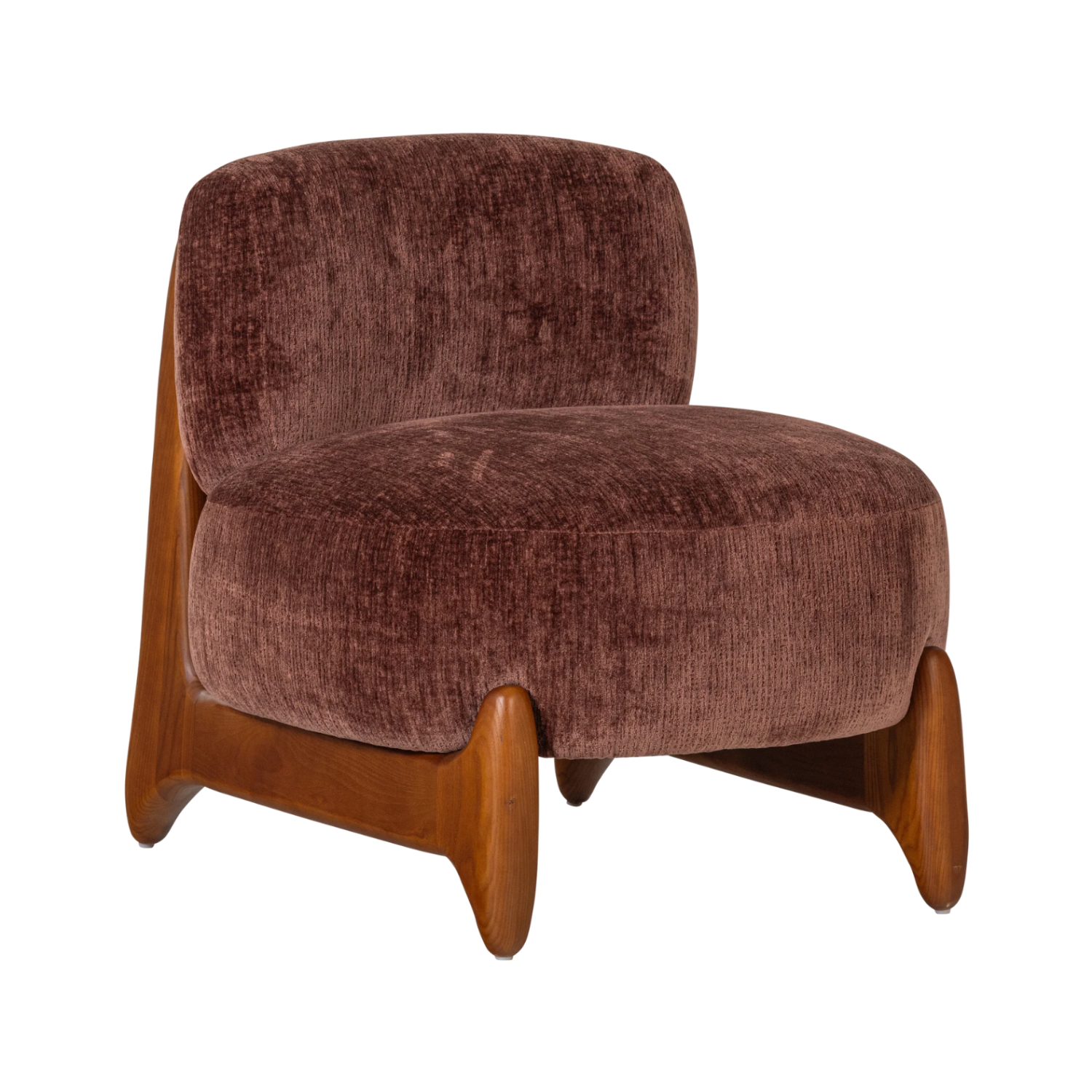 Sessel RUNI weinrot mit Holzgestell