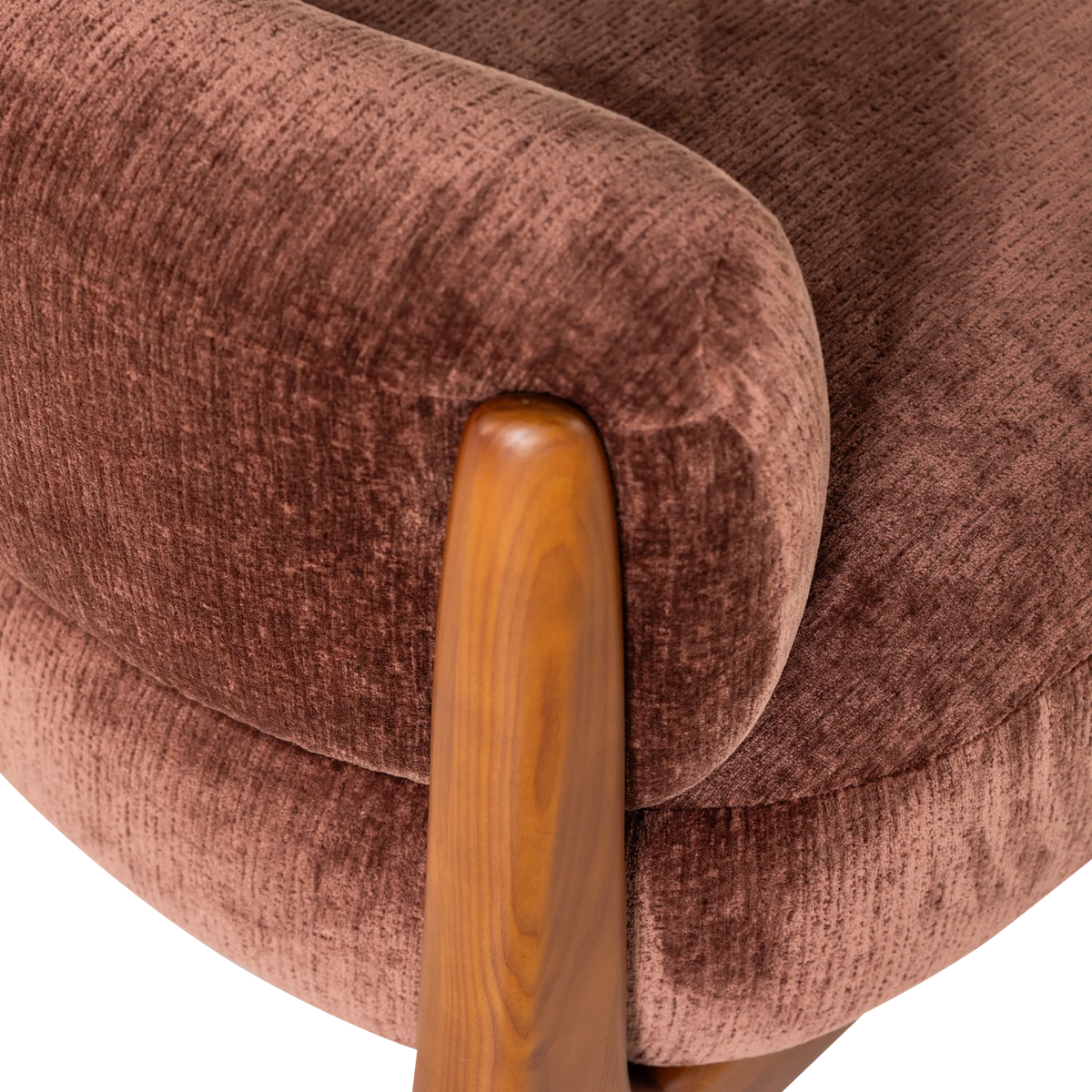 Sessel RUNI weinrot mit Holzgestell