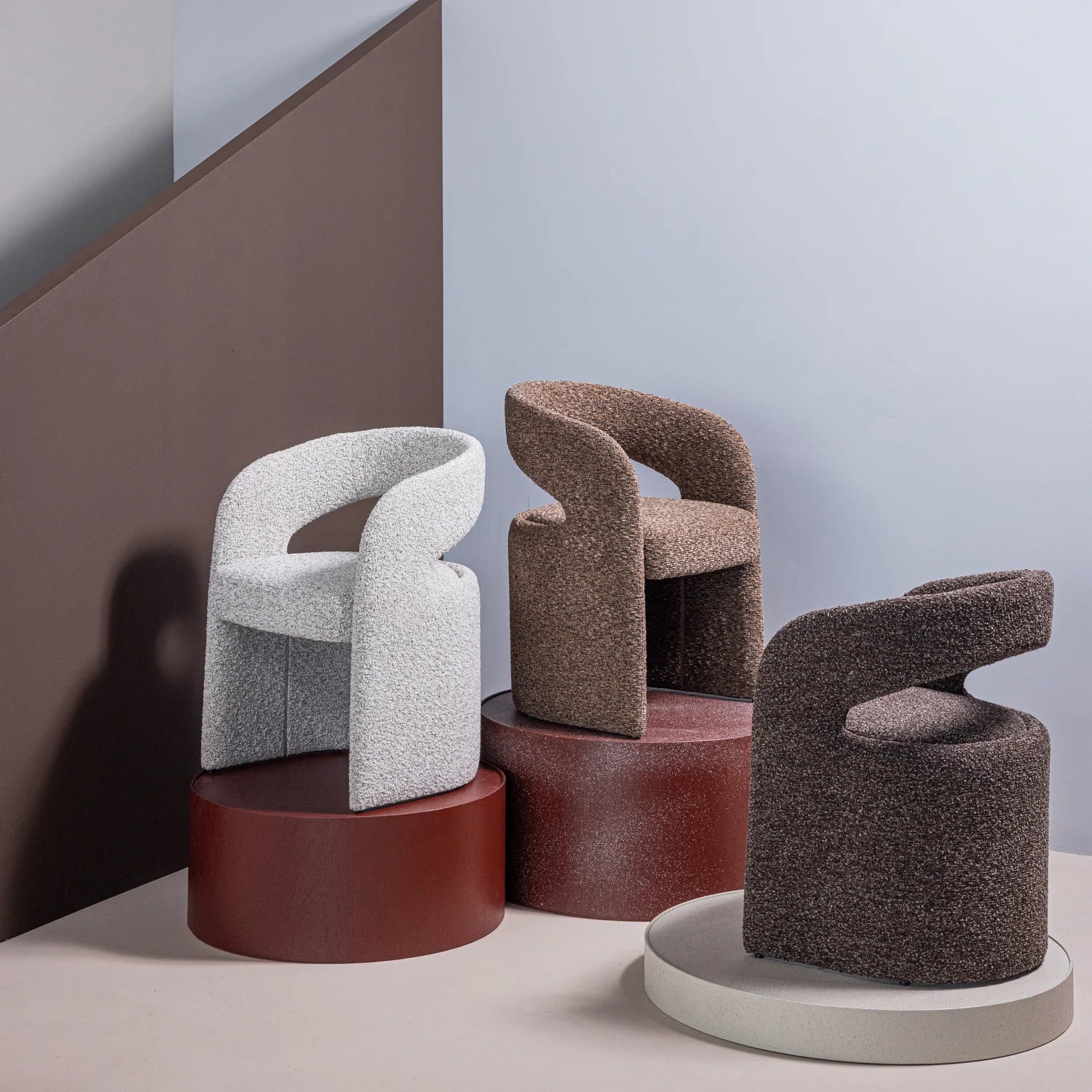 Stuhl LANOR dunkelbraunes Boucle