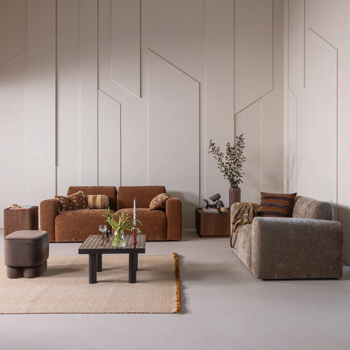 Zweisitzer-Sofa UMINA braunes Chenille