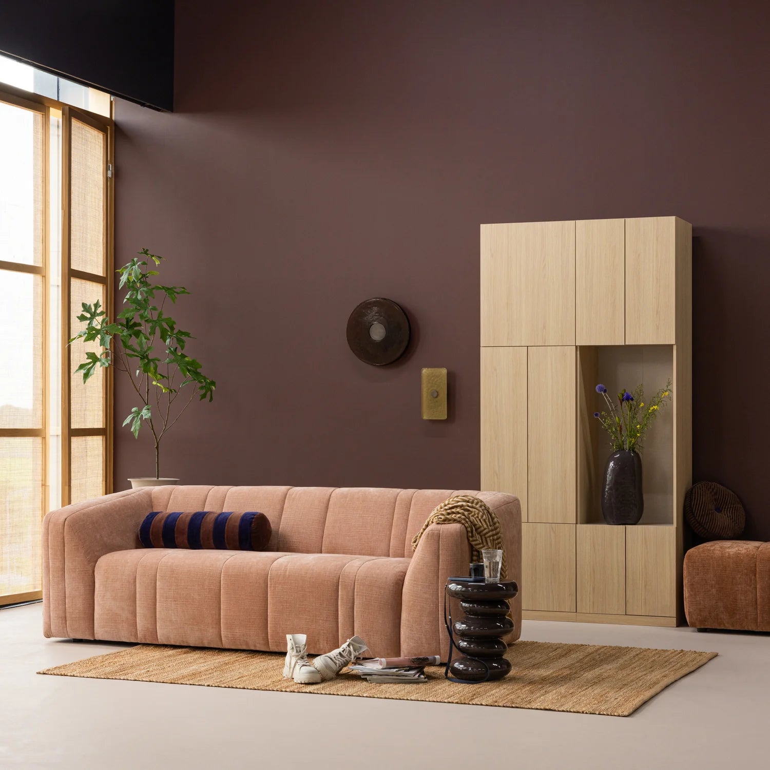 Zweisitzer-Sofa OMAIRE graues Chenille