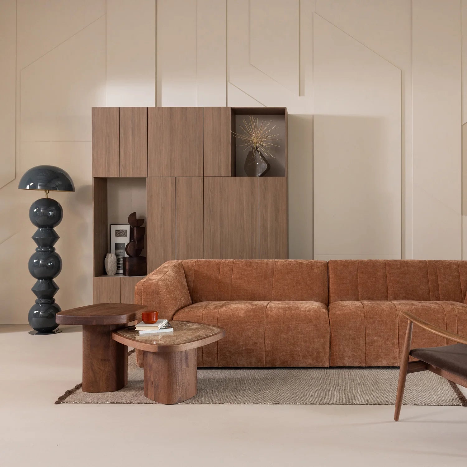 Sofa für 4 Personen OMAIRE rosa Chenille