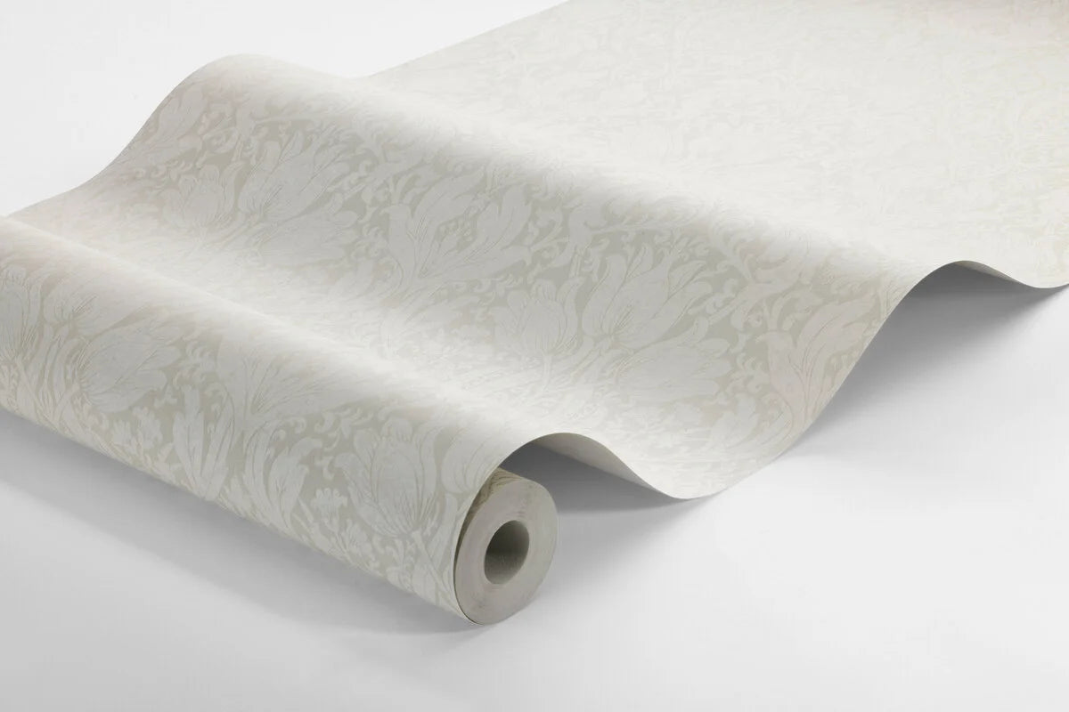 Vlies-Tapete mit pflanzlichem Muster ALBA beige mit Weiß