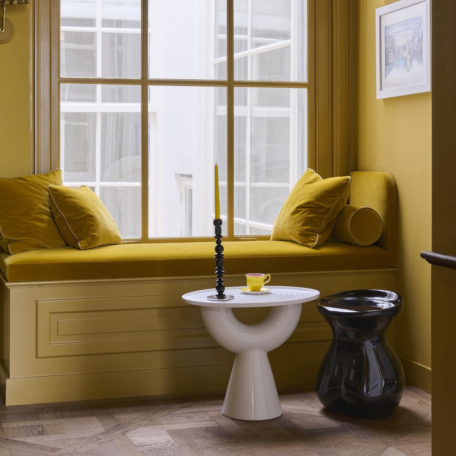 Einzelner Kerzenhalter BEADS schwarz mit silbernen Elementen