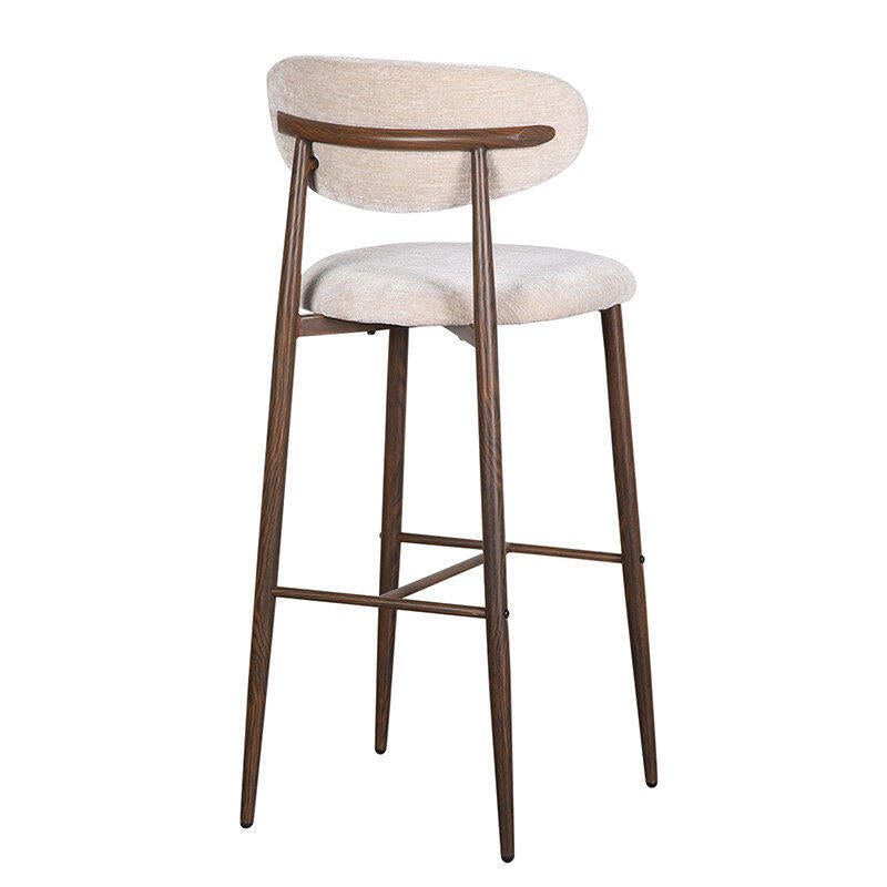 Beige JAPANDI Stool with Dark Wooden Base