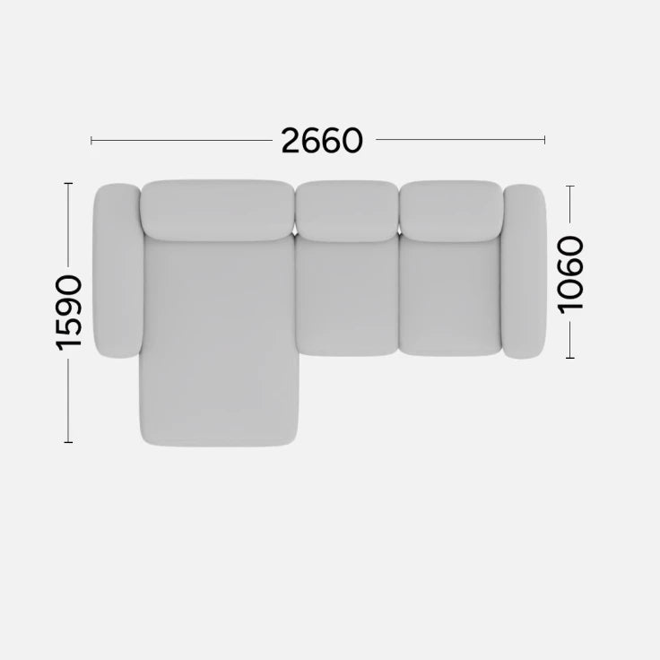 Left-sided corner sofa BABBLE customizable