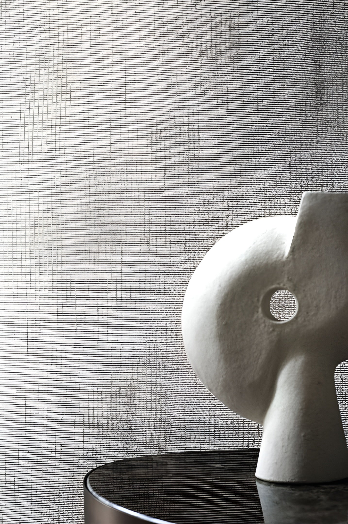 Textile wallpaper with a structural design resembling canvas ORCADE - CHOCOLAT chocolate brown