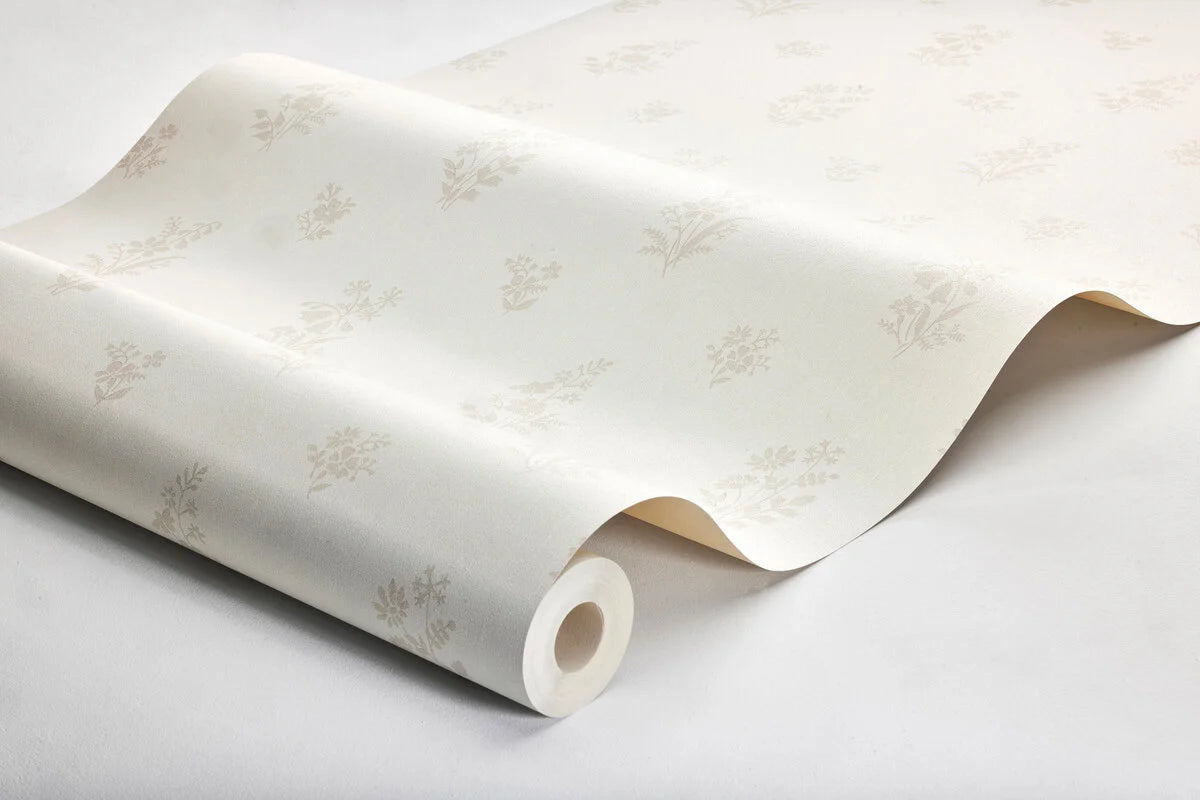 Non-woven paper wallpaper with a floral pattern PETIT FLEURS beige
