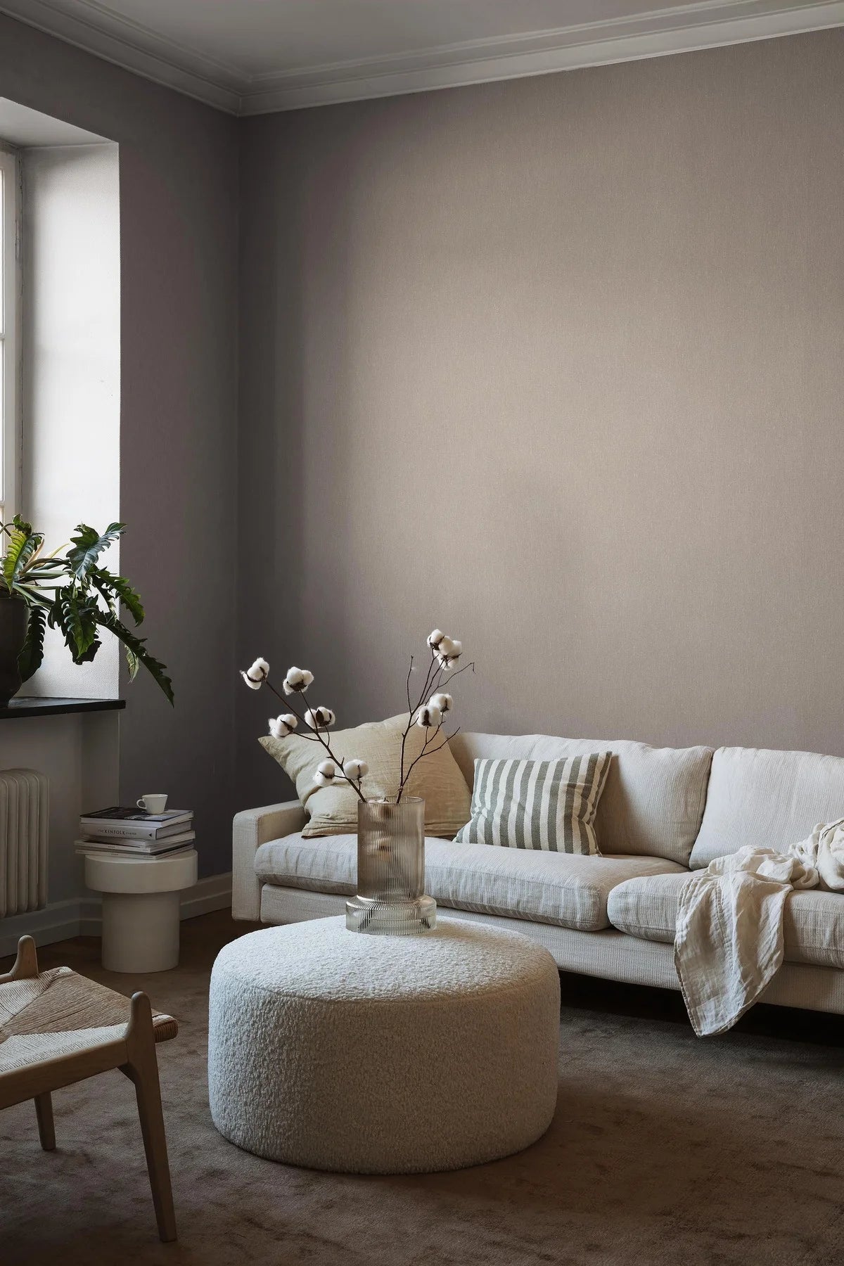 Strukturierte Tapete, die Leinen imitiert - MUSCOT LEINEN hellbraun