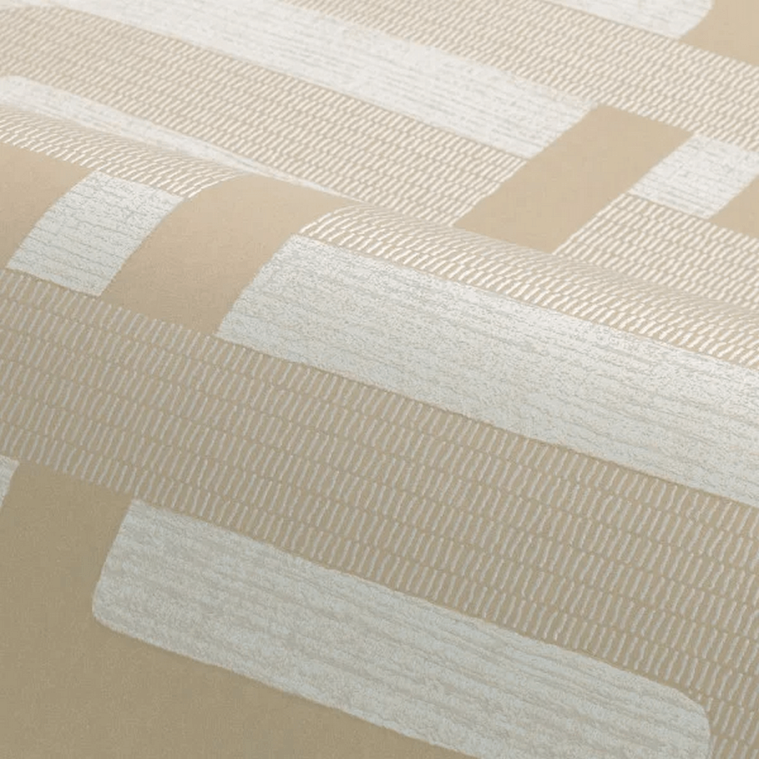 Structural wallpaper with geometric pattern MATJARA - SABLE/NACRÉ light beige