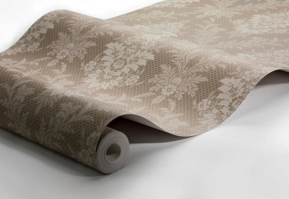 Vlies-Tapete mit pflanzlichem Muster SOFIA braun mit beige