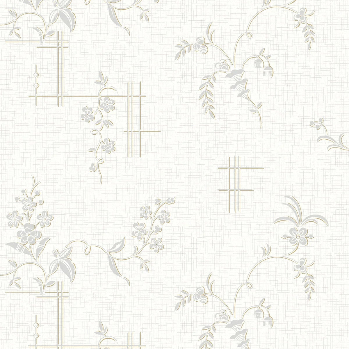 Vlies-Tapete mit pflanzlichem Muster ULRICEHAMN gebrochenes Weiß mit Silber