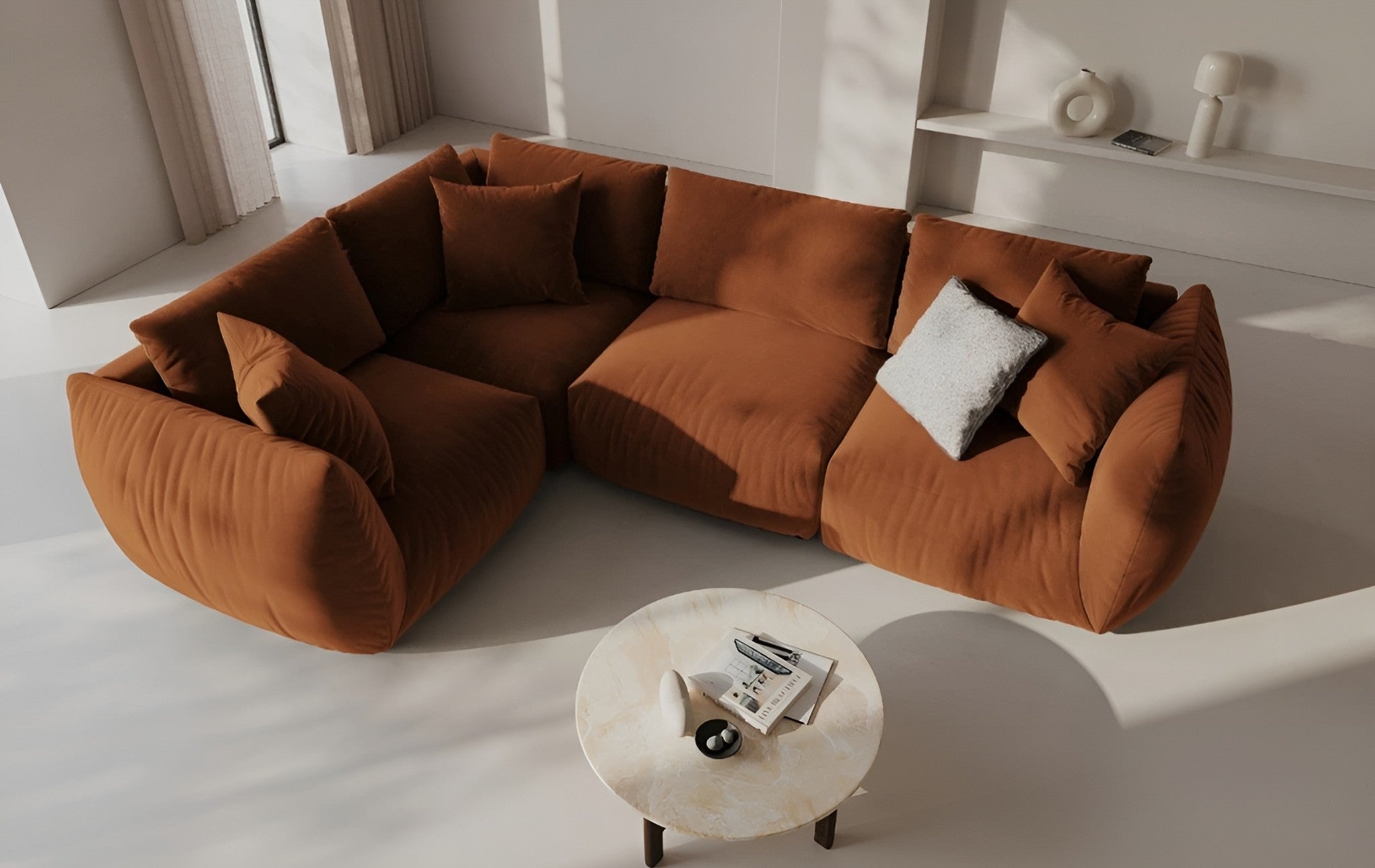 CHRIS Velvet Modular Sofa - Right Element Terracotta