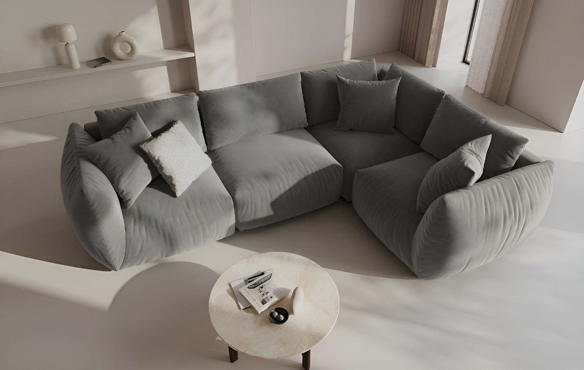 Modulares Sofa CHRIS - linkes Element graues Chenille