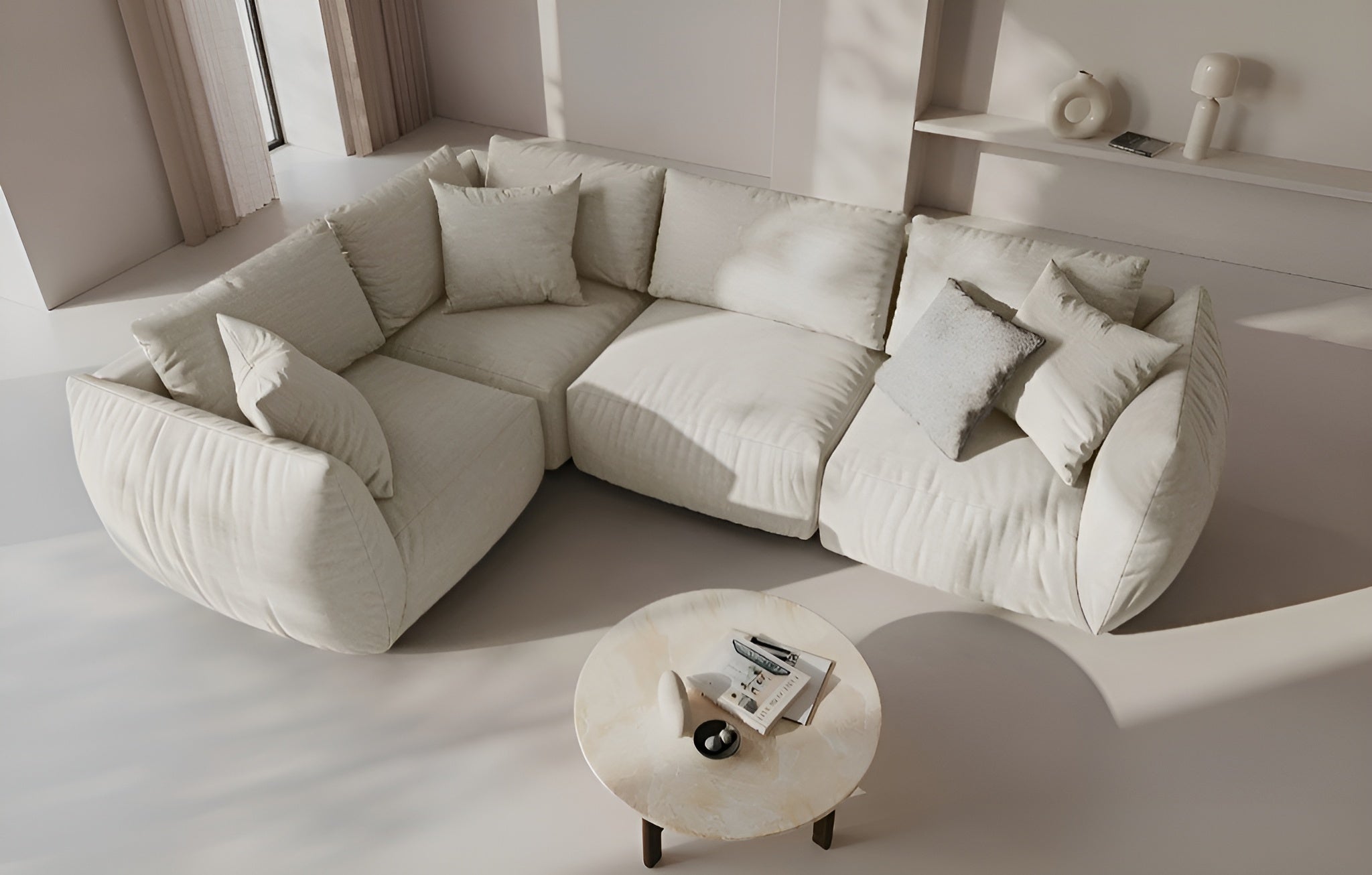 CHRIS Modular Sofa - Left Element Cream Chenille