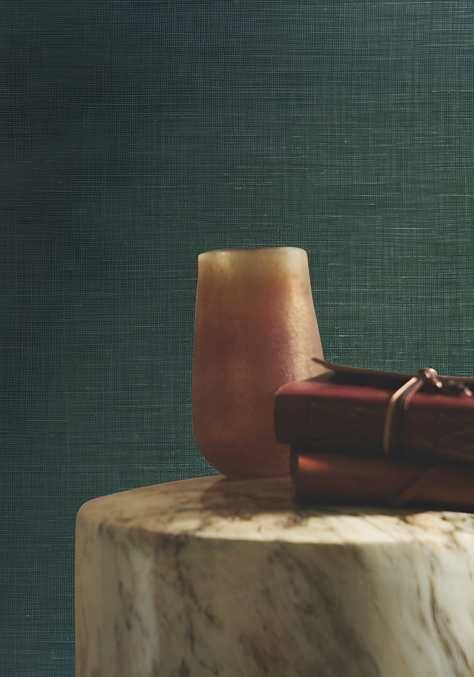 Structural wallpaper imitating linen canvas SHINOK - MATCHA matcha