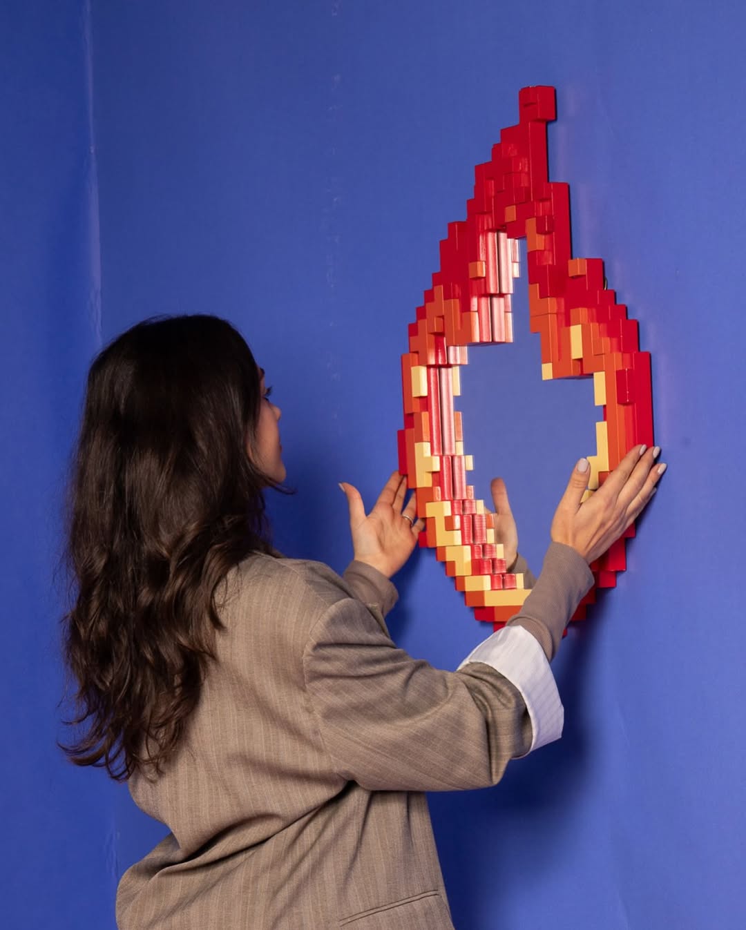 Pixelspiegel - rote Flamme